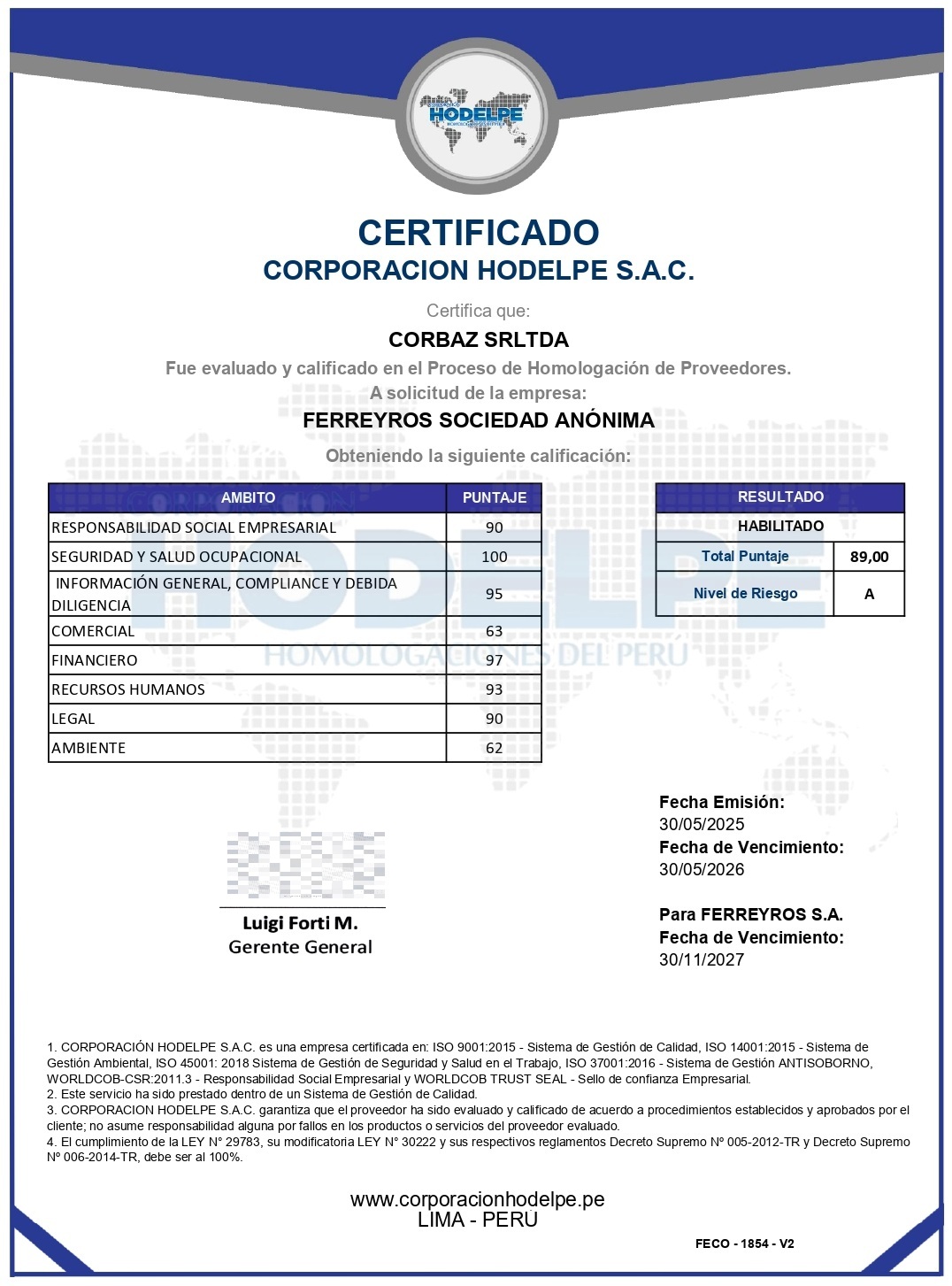 Homologación de Proveedores Perú CDT Consultora